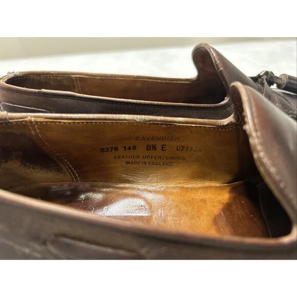 Crockett Jones Men’s Shoes Size 8.5 E Brown Cavendish Leather Tassel Loafers - Picture 4 of 9